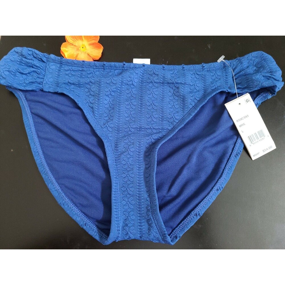 Bar III Bikini Bottom Sz M Marina Blue Solid Ruched Rear Swim Pant 5MBG091M